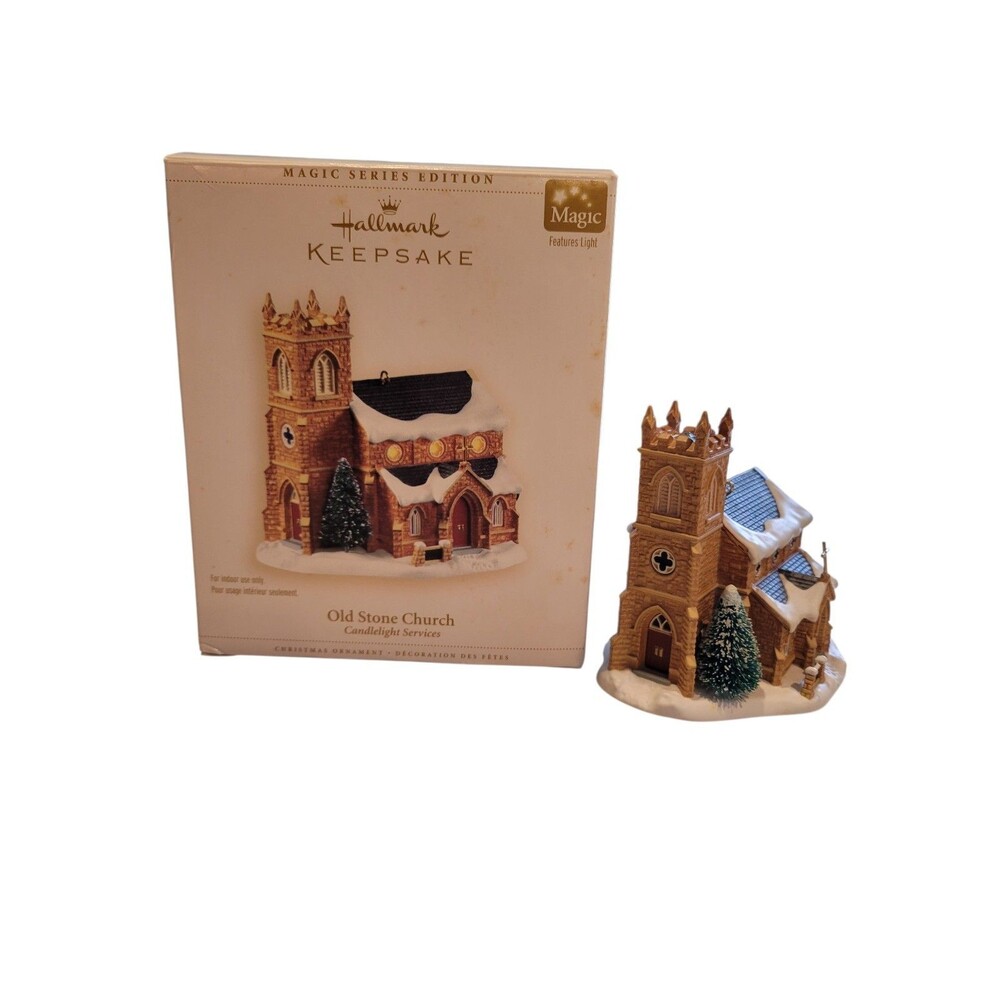 Hallmark Keepsake Old Stone Church Magic Light Ornament 2006 w/ Box